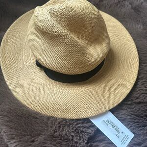 Nordstrom Tan Straw Hat with Black Band